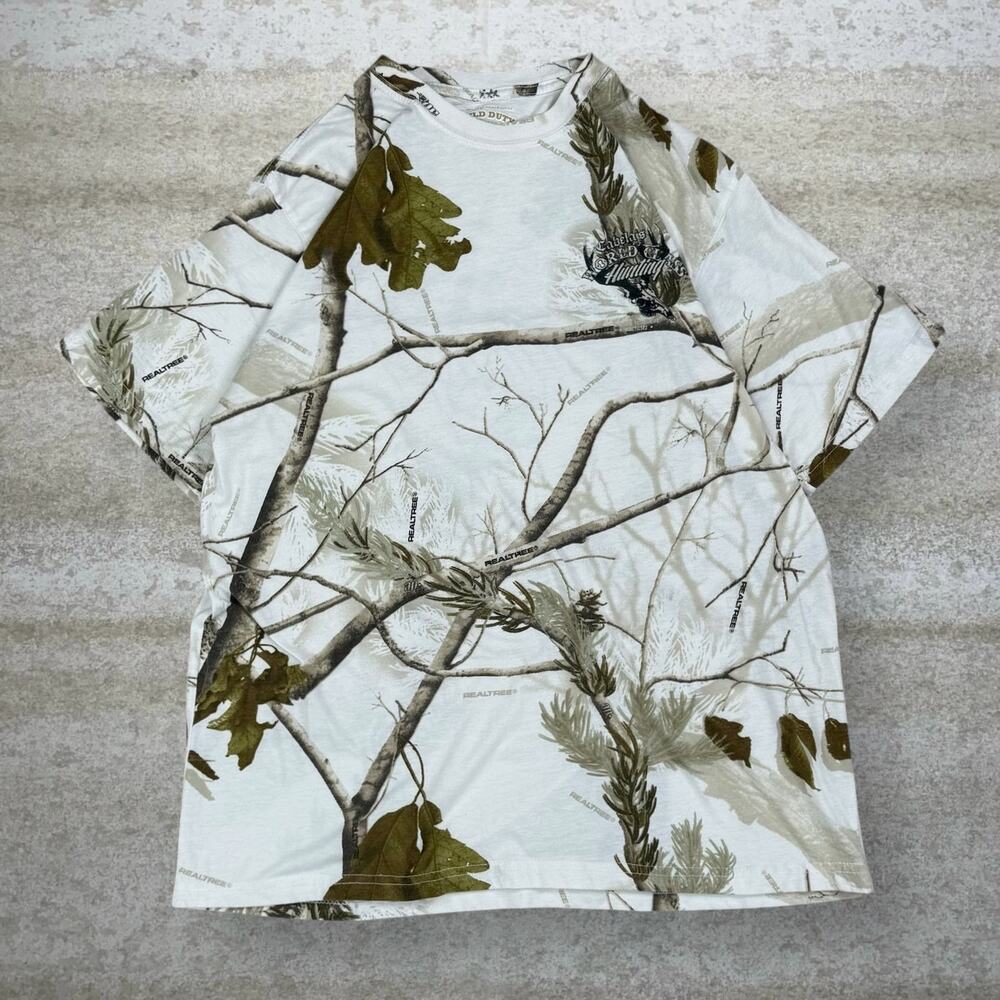 Vintage 90s Realtree Shirt Mens L Hunting Camo Short Sleeve Winter Woodland